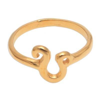 Golden Leo,'18k Gold Plated Sterling Silver Leo Band Ring'