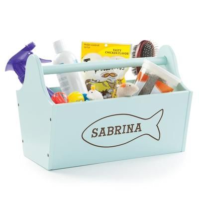 Personalized Sweet Cat Light Blue Storage Caddy