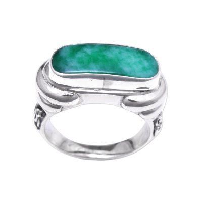 Ancient Wisdom,'Green Quartz Ring from Indonesia'