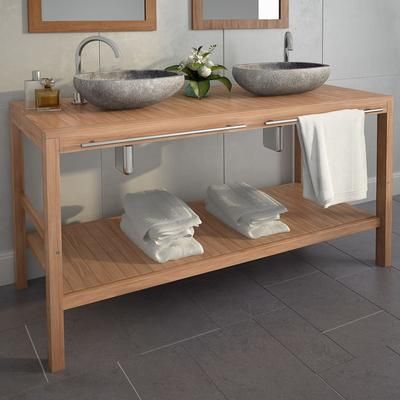 vidaXL Mobile per Lavabo in Massello di Teak 132x45x75 cm