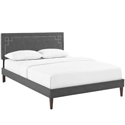 Ruthie Queen Fabric Platform Bed with Squared Tapered Legs MOD-5939-GRY