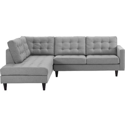 Empress 2 Piece Upholstered Fabric Left Facing Bumper Sectional EEI-2798-LGR