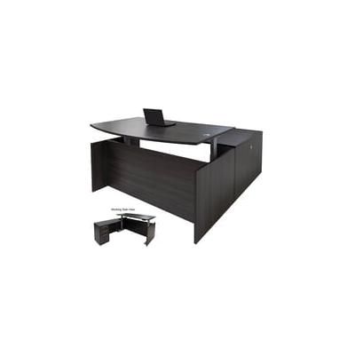 Charcoal Adjustable Height Bow Front L-Shaped Desk