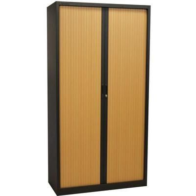 armoire à rideaux manutan 195x100x45 cm anthra/hêtre