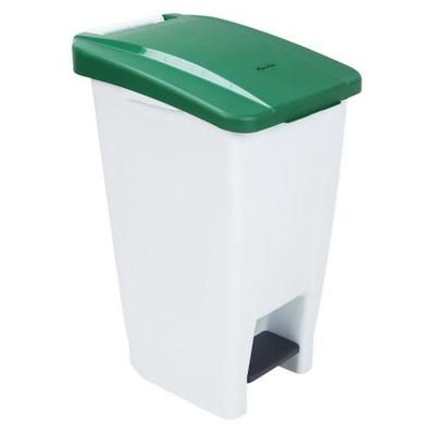 Poubelle Agroalimentaire Mobile À Pédale 60 L Blanc Couvercle Vert - Manutan Expert