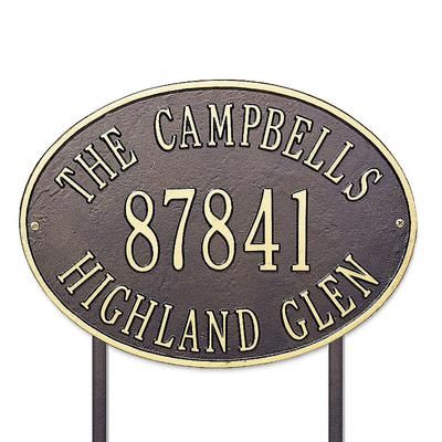 Hawthorne Address Plaques - Lawn Plaque, Green with Gold Type Lawn Plaque, Standard - Frontgate