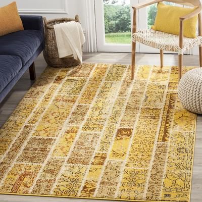 Monaco Collection 5' X 5' Square Rug in Orange And Light Blue - Safavieh MNC243H-5SQ