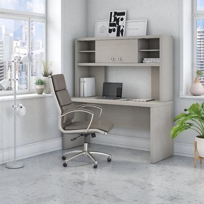 Bush Business Furniture Echo 60W Credenza Desk with Hutch in Gray Sand - ECH030GS