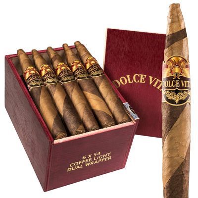 Dolce Vita Cafe Edition Barber Pole Dual Wrapper Figurado Coffee Light 654 - Box of 20
