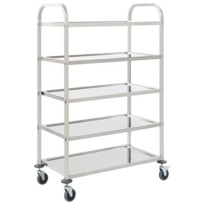 vidaXL Carrello da Cucina a 5 Livelli 107x55x147 cm in Acciaio Inox