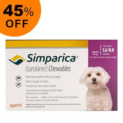 Simparica For Dogs 5.6-11 Lbs (Purple) 6 Pack - Get 45% Off Today