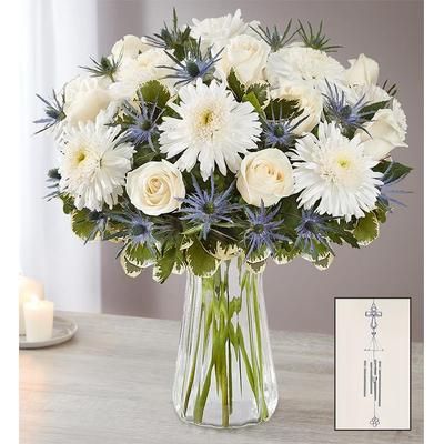 1-800-Flowers Everyday Gift Delivery In Loving Memory Bouquet W/ Clear Vase & Windchime | Happiness Delivered To Their Door