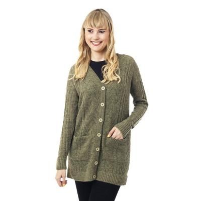 Comfortable Charm in Olive,'Cable Knit Baby Apaca Blend Cardigan in Olive from Peru'