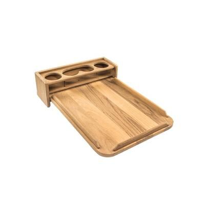 Whitecap Teak Drinkholder w/Removable Cockpit Table Top - Holds 4 Glasses 61394
