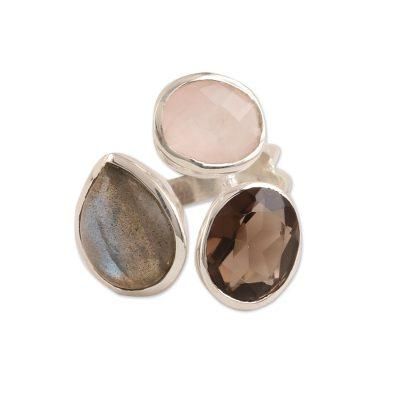 Joyful Trio,'Multi-Gemstone Cocktail Ring from India'