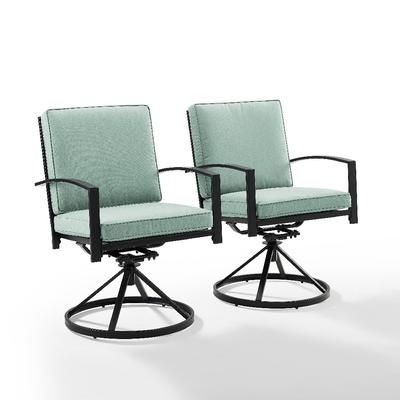 Kaplan 2Pc Outdoor Metal Dining Swivel Chair Set Mist/Oil Rubbed Bronze - 2 Swivel Chairs - Crosley KO60026BZ-MI