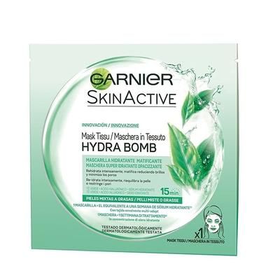 GARNIER - Skin Active HydraBomb, Formula Idratante e Opacizzante per Pelli Miste o Grasse, The Verde Maschere in tessuto 32 ml female