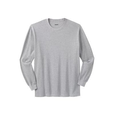 Men's Big & Tall Waffle-knit Thermal Crewneck Tee by KingSize in Heather Grey (Size XL) Long Underwear Top