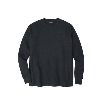 Men's Big & Tall Waffle-knit Thermal Crewneck Tee by KingSize in Heather Charcoal (Size 4XL) Long Underwear Top