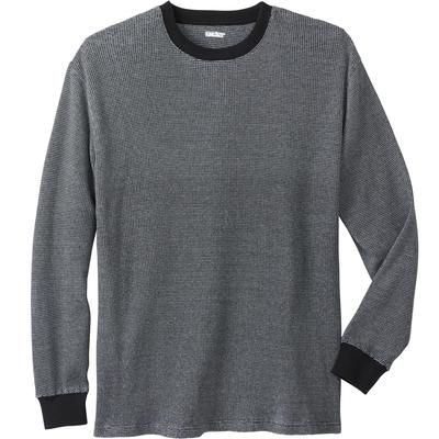 Men’s Big & Tall Waffle-knit Thermal Crewneck Tee by KingSize in Black Marl (Size 2XL) Long Underwear Top