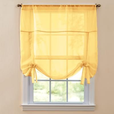 Wide Width BH Studio Sheer Voile Tie-Up Shade by BH Studio in Daffodil (Size 32" W 63" L) Window Curtain