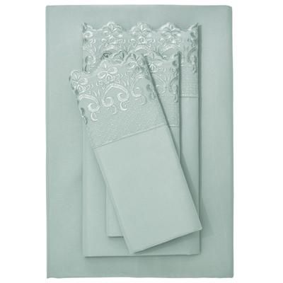 Hotel Embroidery Sheet Set by BrylaneHome in Spa Blue (Size FULL)