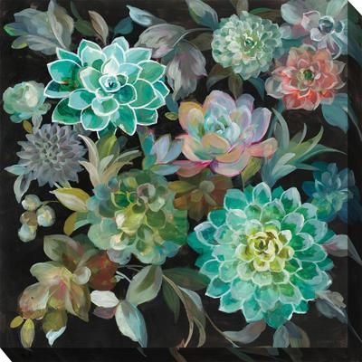 Succulent Fanfare Wall Art by West Of The Wind in Blue