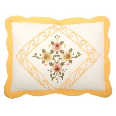 Ava Embroidered Cotton Sham by BrylaneHome in Dandelion Yellow (Size KING) Pillow