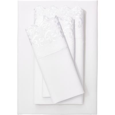 Hotel Embroidery Sheet Set by BrylaneHome in White (Size KING)