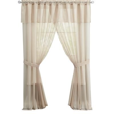 Wide Width BH Studio Sheer Voile 5-Pc. One-Rod Curtain Set by BH Studio in Ecru (Size 60" W 63" L) Window Curtain