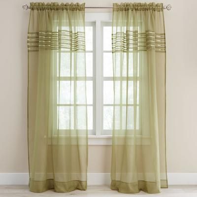 Wide Width BH Studio Sheer Voile Pleated Rod-Pocket Panel by BH Studio in Sage (Size 56" W 63" L) Window Curtain