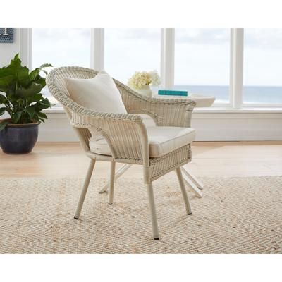 Roma Hand-Woven Resin Wicker Stacking Chair by BrylaneHome in White + Free Seat & Back Cushions