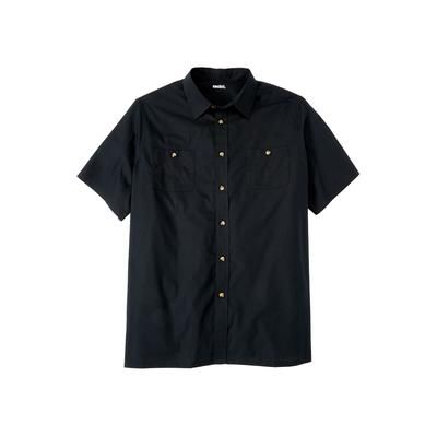 Men’s Big & Tall Short-Sleeve Pocket Sport Shirt by KingSize in Black (Size 5XL)