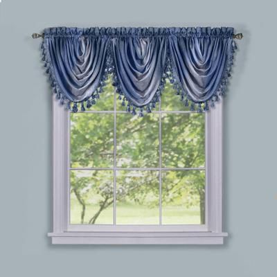 Wide Width Ombre Waterfall Valance by Achim Home Décor in Blue (Size 46" W 42" L)