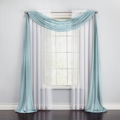 Wide Width BH Studio Sheer Voile Scarf Valance by BH Studio in Seaglass (Size 40" W 288"L) Window Curtain