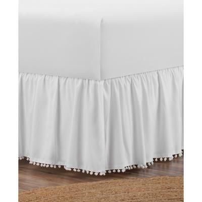 Belles & Whistles Pom Pom Trim 15" Drop Bed Skirt by Levinsohn Textiles in White (Size KING)