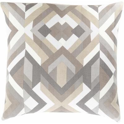 Curlew 20" Square Modern Cotton Charcoal/Light Gray/White/Off White/Tan Throw Pillow - Boutique Rugs