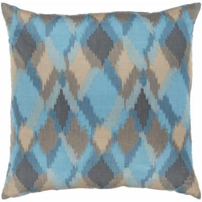 Hite 20" Square Traditional Cotton Aqua/Blue/Charcoal/Dusty Sage/Olive/Medium Gray Throw Pillow - Boutique Rugs