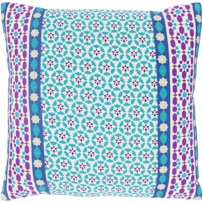 Blairgowrie 22" Square Cotton Ivory/Teal/Aqua/Cream/Denim/Magenta/Plum/Rust/Sage/Brick Red Lumbar Pillow - Boutique Rugs