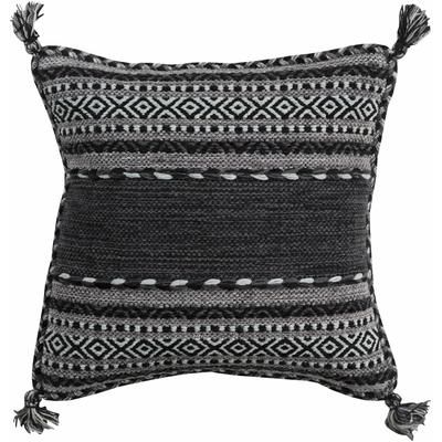 Bensalem 18" Square Cotton Black/Charcoal/Light Gray Throw Pillow - Boutique Rugs