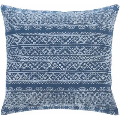 Dewsbury 22" Square Cotton Black/Dark Blue/Navy Lumbar Pillow - Boutique Rugs