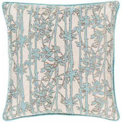 Cardale 18" Square Traditional Aqua/Brown/Light Gray/Dark Red Throw Pillow - Boutique Rugs