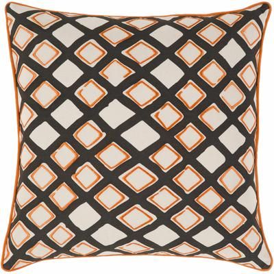 Cliffe 18" Square Modern Cotton Cream/Mustard/Orange Throw Pillow - Boutique Rugs