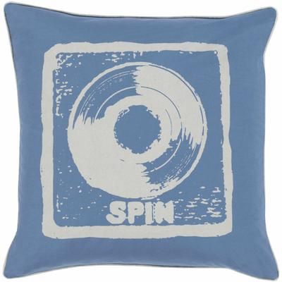 Demotte 18" Square Cottage Cotton Blue/Oatmeal/Medium Gray Throw Pillow - Boutique Rugs