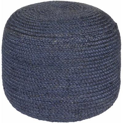 Gail 16"H x 20"W x 20"D Cottage Jute Dark Blue/Navy Pouf - Boutique Rugs