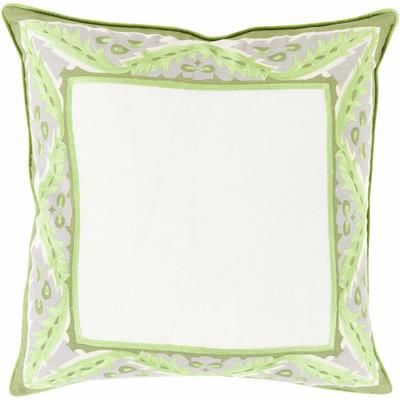 Heltonville 22" Square Cottage Grass Green/Ivory/Gray/Light Green/Lime Green Throw Pillow - Boutique Rugs
