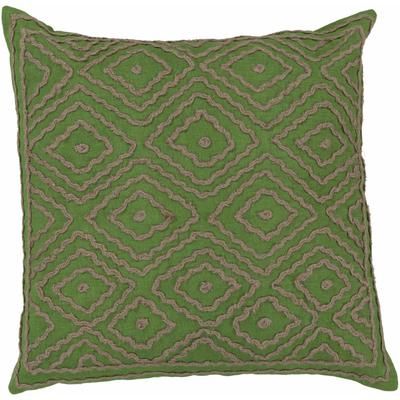 Harrietsham 18" Square Traditional Grass Green/Medium Brown/Lime Green Throw Pillow - Boutique Rugs