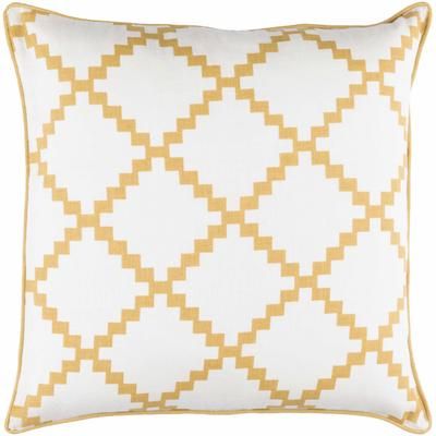 Titonka 22" Square Modern White/Mustard Throw Pillow - Boutique Rugs