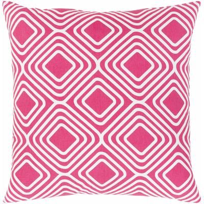 Kinross 18" Square Modern Cotton Off White/Pink Throw Pillow - Boutique Rugs