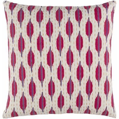 Bedworth 22" Square Traditional Cotton Mustard/Cream/Purple/Red Throw Pillow - Boutique Rugs